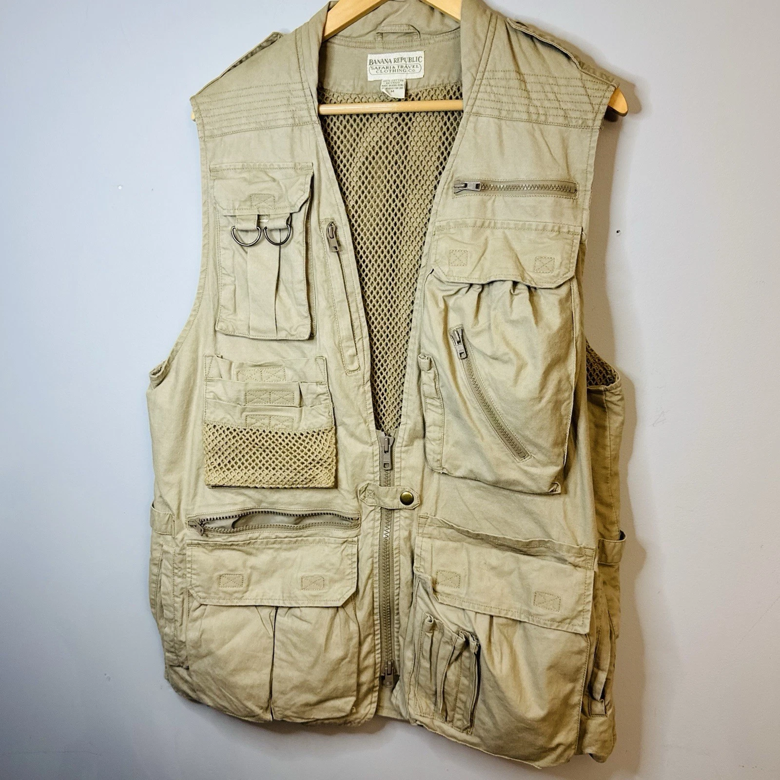 Vintage Banana Republic Safari & Travel Co Utility Fishing Vest Khaki Size M