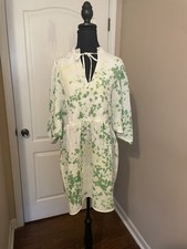 STARK X  Linen Tie Dye Tunic Mini Dress V-Neck Resort Beach Size XS Oversized