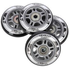 Inliner Ersatzrollen Inlineskates Rollen Räder 80x24 mm + Lager ABEC-9 Schwarz