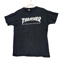 Thrasher Shirt Mens Medium Black Skateboard Magazine Graphic Streetwear Tee