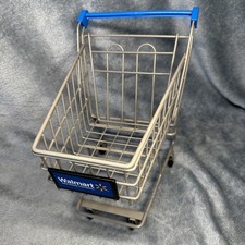 Walmart Shopping Cart Toy Mini Gray Metal Blue Sign 10" Tall American Girl Size