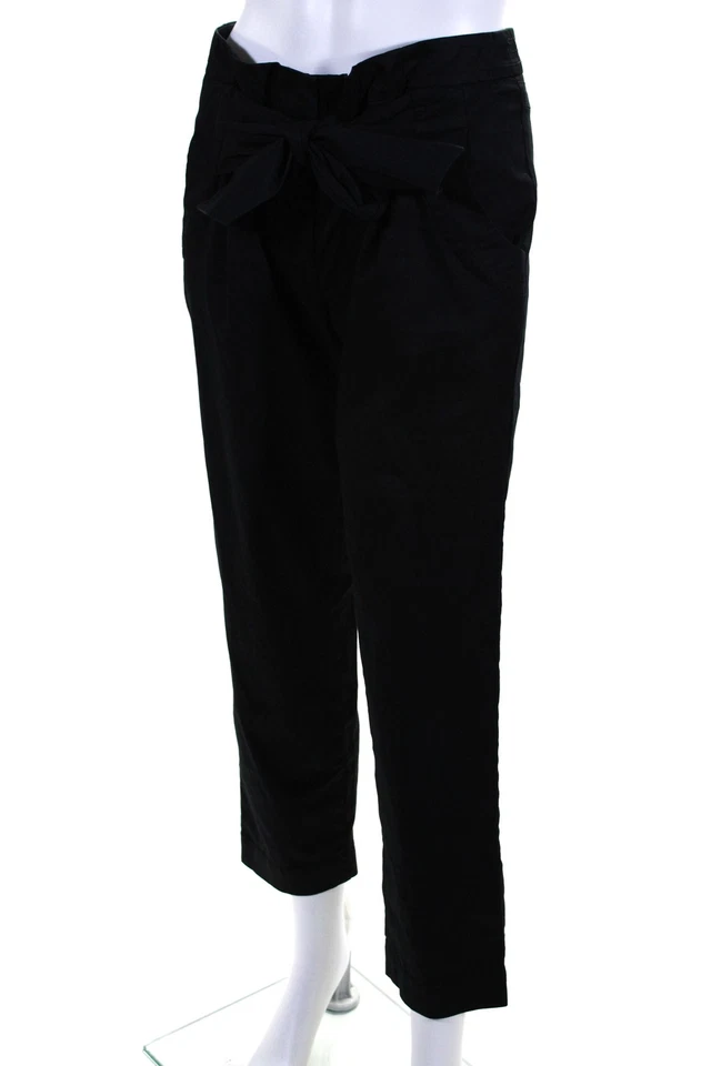 Pantalones para mujer Leifsdottir con cierre de botones plisados delanteros de pierna recta negros talla 0 Foto 2 de 4