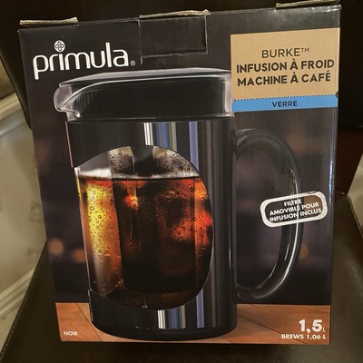 NEW BURKE Cold Brew Coffee Maker Primula 1.6qt capacity glass carafe NIB drip