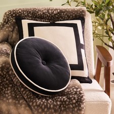 OHS Velvet Filled Cushion Round Bedroom Decor Scatter Chair Sofa Button Pillow