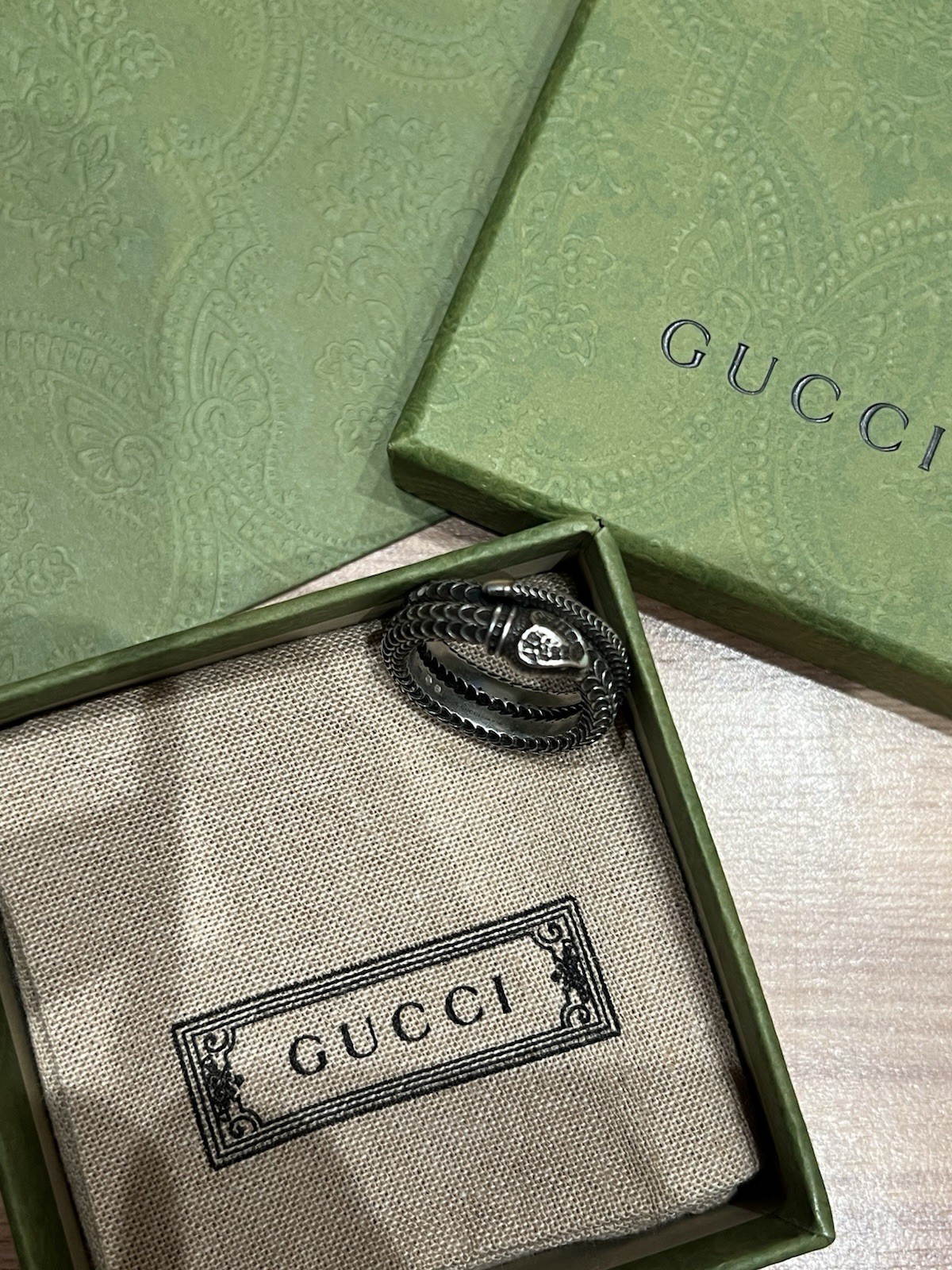 Gucci Garden silver snake ring/ 23/925 Sterling silver with aged finish image 4