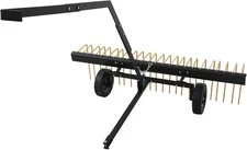 60" ATV Tow Behind Pine Straw Rake, Sturdy Steel Lawn Rake with Wheels