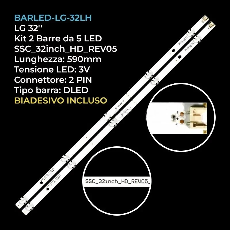 Kit Retroilluminazione LED Per TV LG 32'' – 6 LED Per Barra, Compatibile Con AGF78399901 E Modelli 32LF5610/32LB5800