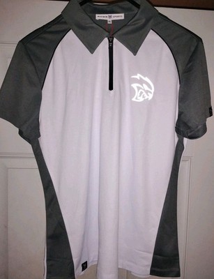 Sz L Marwin Sports Dodge Hellcat Zipper Women's Polo White/Grey Rare Reflective 