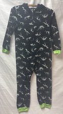 Boys Youth Cuddl Duds Dinosaur Skeleton Zipper Pajamas Hooded 6/7 Not Footed