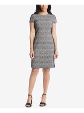 KAREN KANE Womens Black Plaid Short Sleeve Above The Knee Sheath Dress XL
