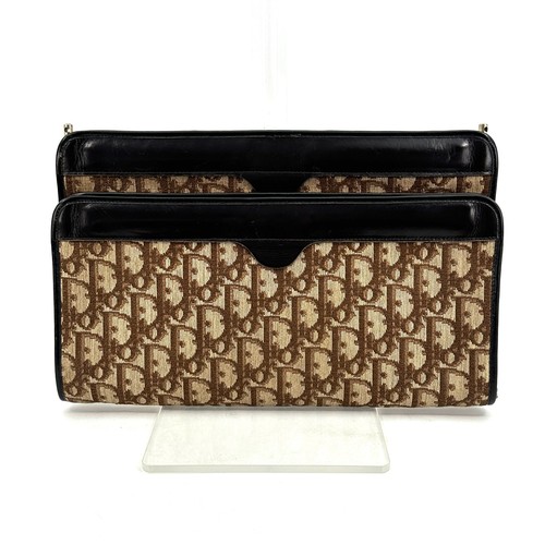 Christian Dior  Clutch Bag Trotter Brown Canvas Authentic
