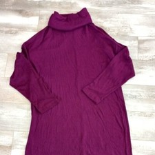 Womens Maroon Purple Knit Knee Length Winter Sweater Dress XL 16-18