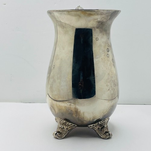 WATER PITCHER Gorham EP Brass 4 Footed Silverplate w/ Ice Lip 8¼" tall - Picture 6 of 10
