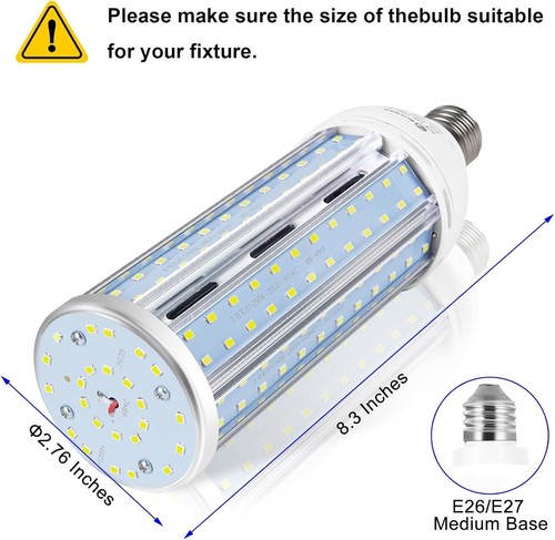 2 Pack 600W Equivalent LED Corn Light Bulb 6000 Lumen 5000K Daylight White E2... - Picture 5 of 8