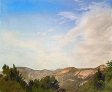 Silvestro Pistolesi ""Paesaggio Toscano"" Olio su Cartone Tagliato 36x30 cm