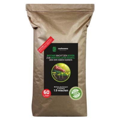 Biochar 60 l, Pflanzenkohle für den Boden