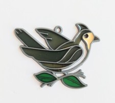 Faux Stained Glass Bird on Branch Stained Glass Suncatcher Overlay