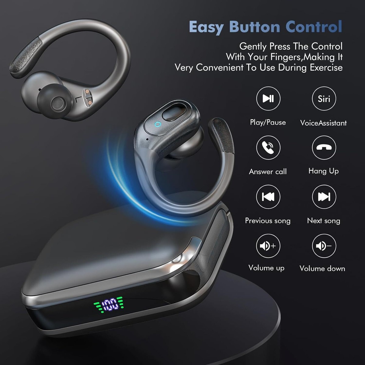 New Wireless Earbuds Sport 75H Playtime Bluetooth 5.3