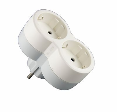 2-fach Mehrafachstecker, Multistecker, Adapter senkrecht Verteiler Kinderschutz