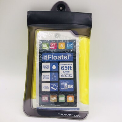 Travelon Floating Waterproof SmartPhone Digital Camera Pouch Case Yellow Lanyard