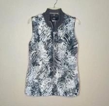Sharon Young Women's Vest White & Gray Faux Fur Size Medium Zip Up