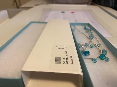 Touchstone Crystal by Swarovski Waterfall Necklace Layered Blue 1451N