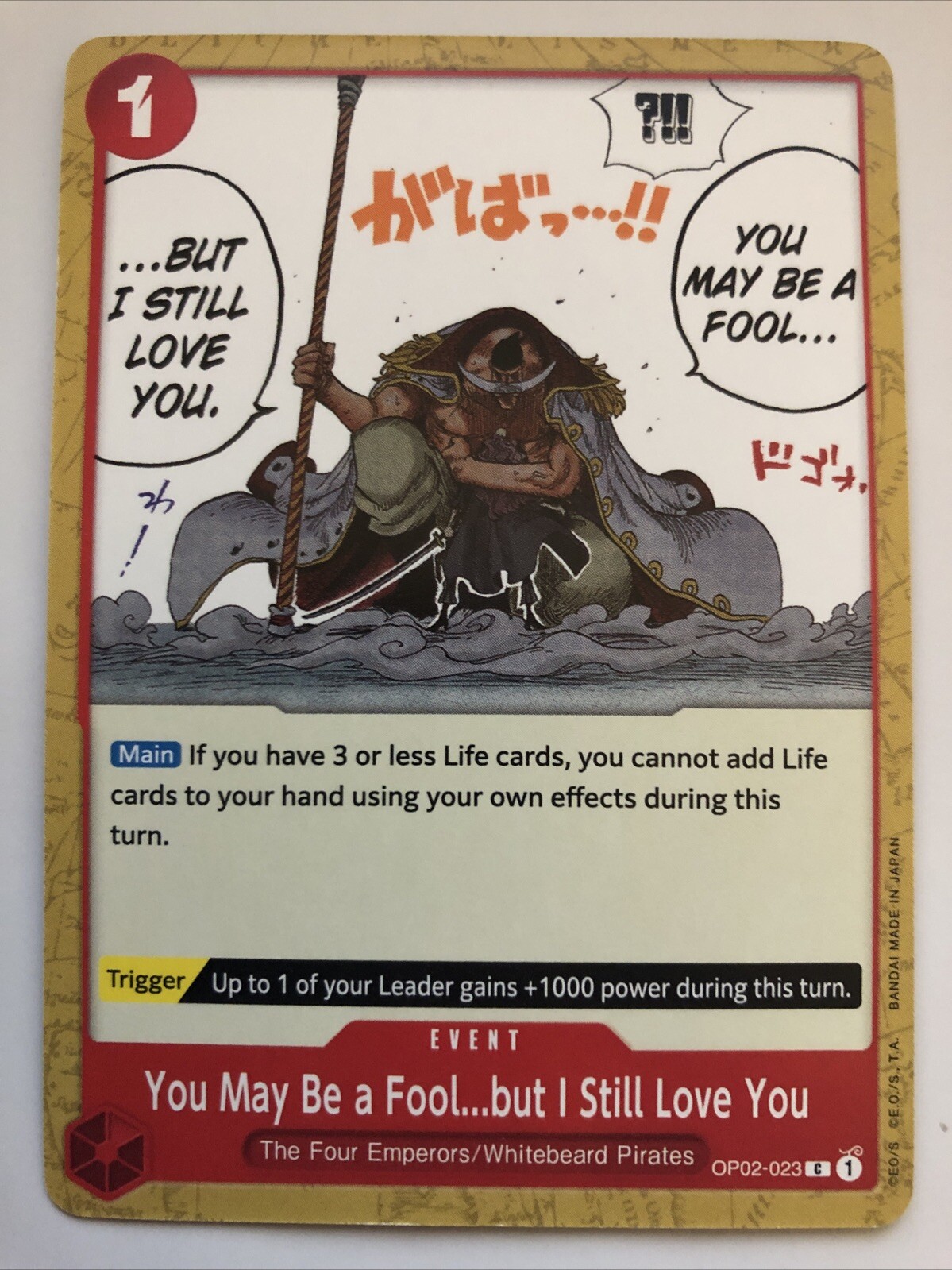 One Piece Paramount War You May Be A Fool…but I Still Love You OP02-023 NM