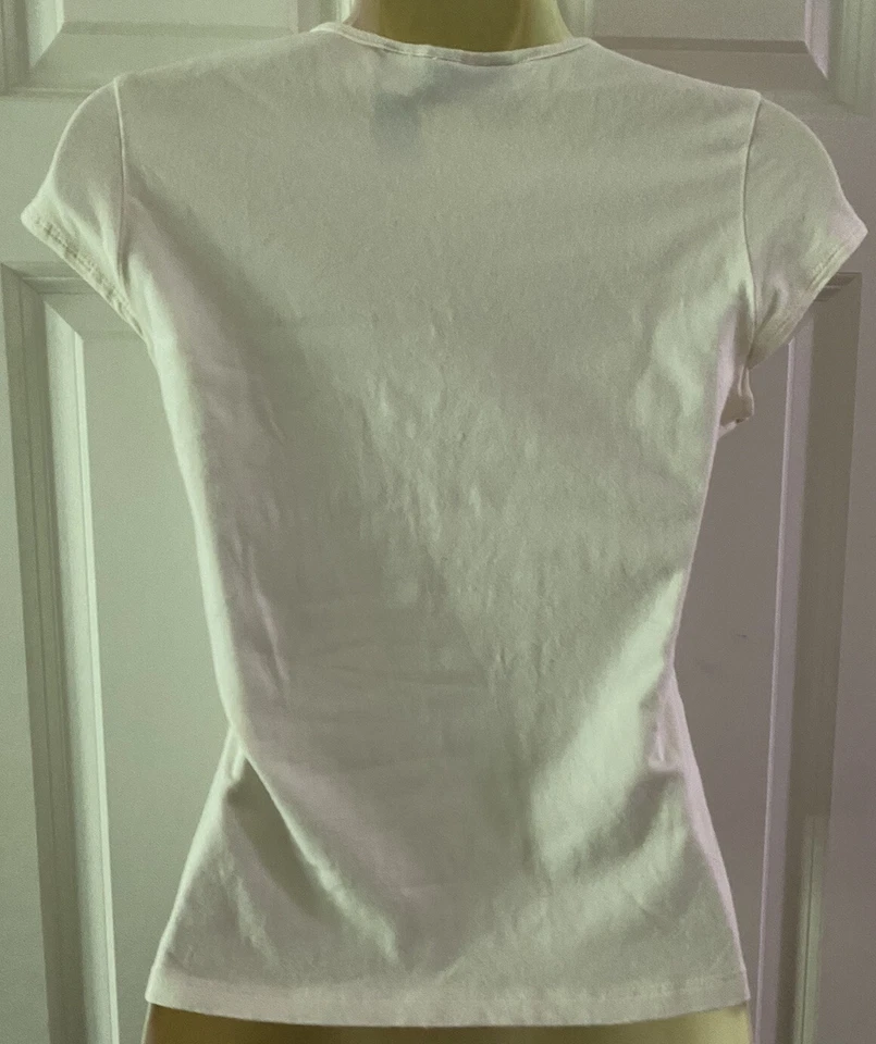 Pantalones de mezclilla DKNY marfil liso manga corta talla L para niñas jóvenes Foto 4 de 4