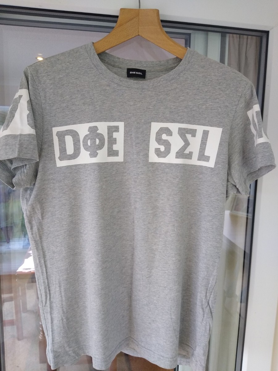 DIESEL Mens Graphic T-Shirt Grey Cotton Medium Only The Brave RN94243  CA25594