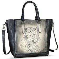 Genuine Leather Purses and Handbags for Women Hand Painted Tote Shoulder Bag