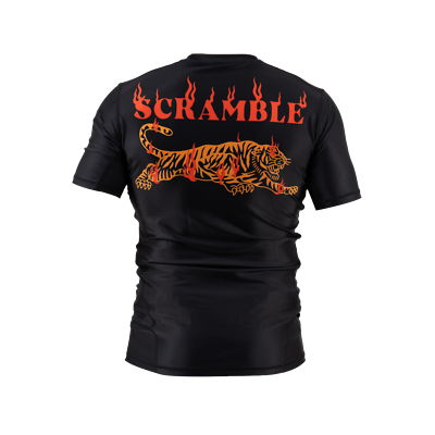 Scramble Mens Burning Tiger Short Sleeve Rash Guard BJJ Jiu Jitsu