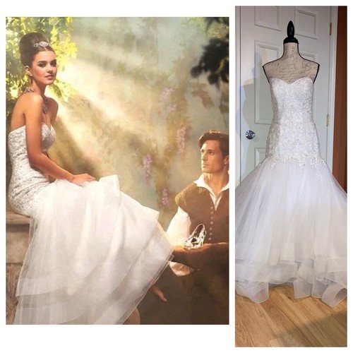 NWT Disney Cinderella Wedding Gown Fairy Tales by Alfred Angelo sz 8 White - 第 1/13 張圖片