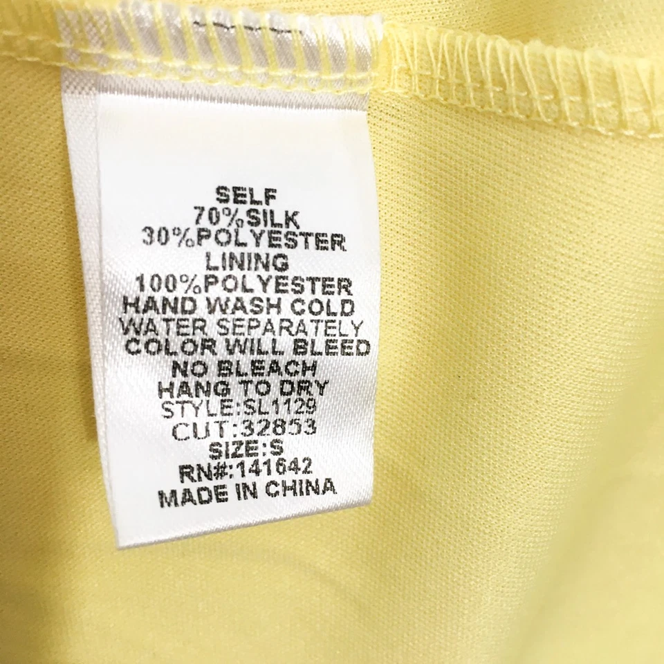 Vestido She + Sky Para Mujer Línea A Amarillo Cuello Cerradura Sin Mangas Atado Espalda S Foto 4 de 4