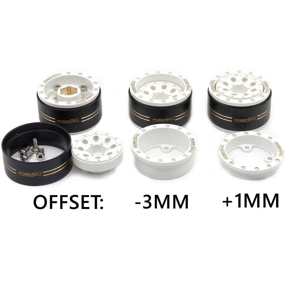 4x RC Adjustable Offset 1.0 Beadlock Wheels Brass Rims For TRX4M SCX24 Crawler - Image 2 of 4