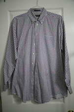 Nautica Men's Dress Shirt, Size 16.5-34/35, White with Purple/Blue Stripes