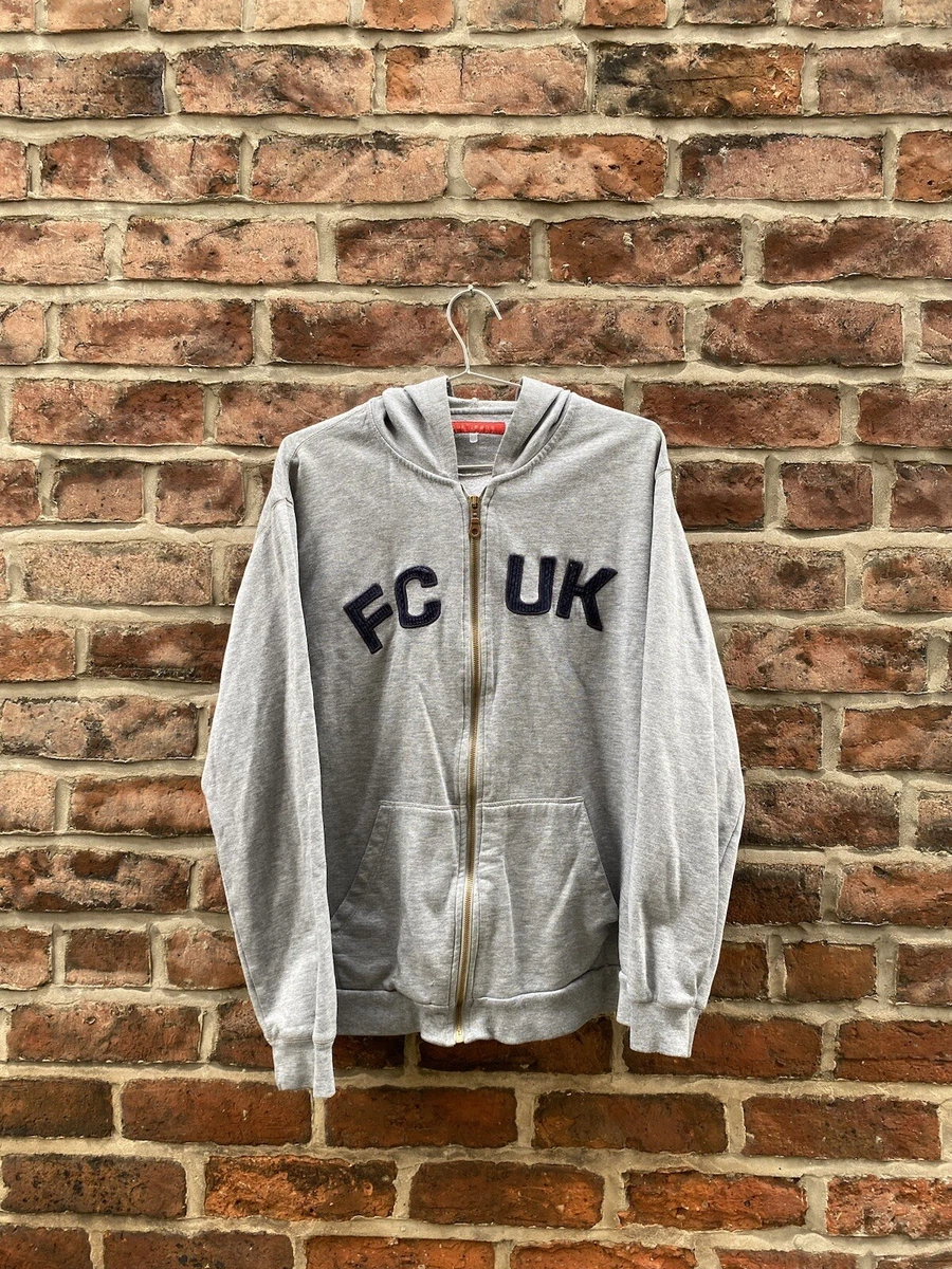 Vintage FCUK French Connection Full Zip Spellout Hoodie Grey