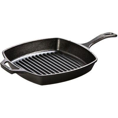 Lodge Grillpfanne L8SGP3 eckig, mit Stiel und Griff, Pfanne, schwarz