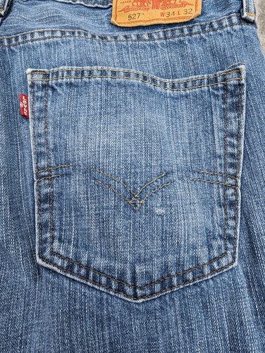 Levis 527 Jeans Mens 33x31 Bootcut Blue Denim Cowboy Western Cotton Red Tab - Picture 10 of 15