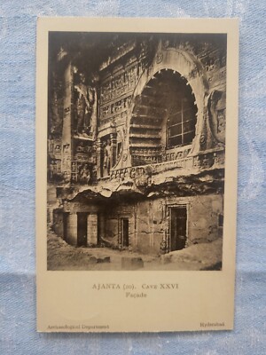 Postcard Ansichtkarte Ajanta Indien, The Facade of Cave xxvi Hyderabad New