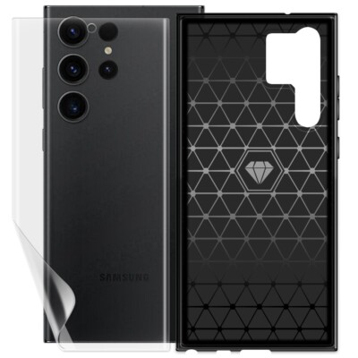 Premium Hydrogel Screen Protector Carbon Fiber Case for Samsung Galaxy S23 Ultra