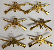 US Orginal WWI Infantry Collar Insignia Prong 13th Pin A B C D E F G H or M