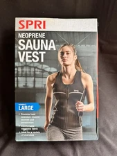 SPRI Women's Neoprene Sauna Vest Black Full Zip Design Size L New