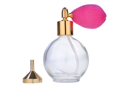 78ml Round Perfume Bottle Atomizer Fushia Pink Bulb Pump, Funnel