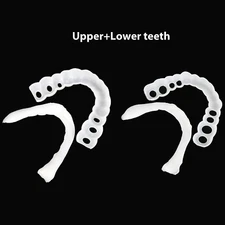 Smile Snap On Upper + Lower False Teeth Dental Veneers Denture Tooth Cover Set