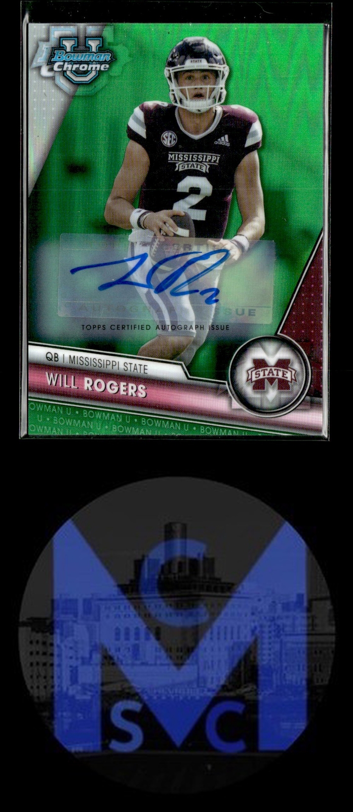 2023 Bowman U Chrome #179 Will Rogers Prospect Autographs Green Refractor #/99