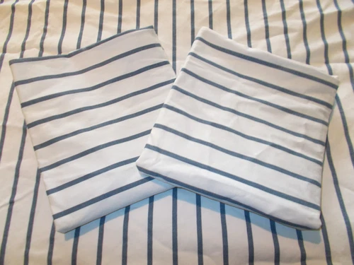SET 3 Restoration Hardware Blue White Stripe Queen Full Duvet Cover 2 Std Shams