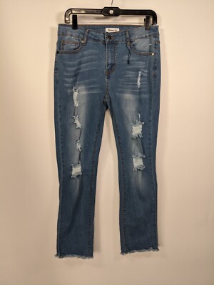 Between Us Stone Wash Distressed Denim Crop Jeans Size 7
