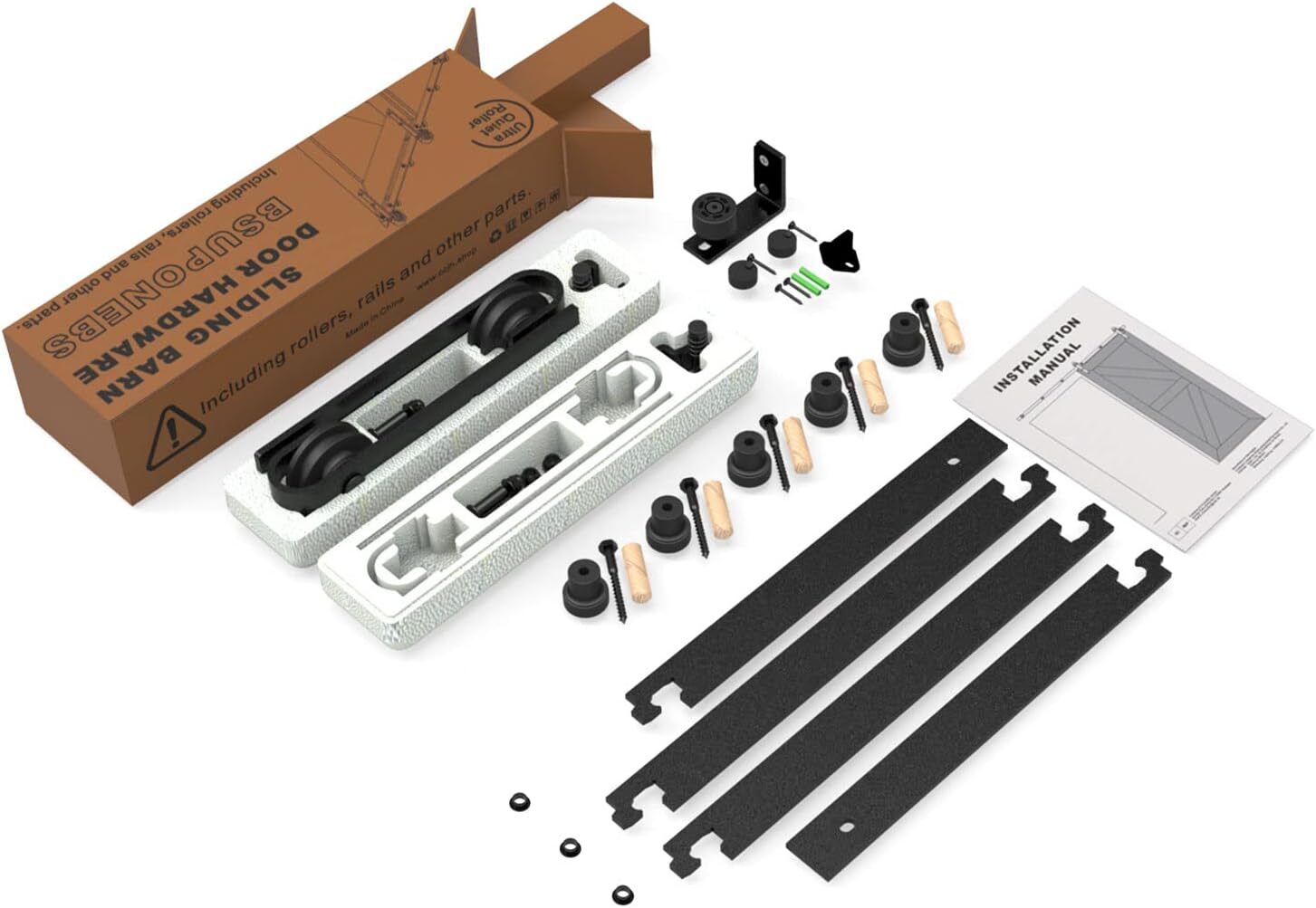 CCJH 5/6/6.6/8/10FT Sliding Barn Door Hardware Kit Track Closet for Wooden Door