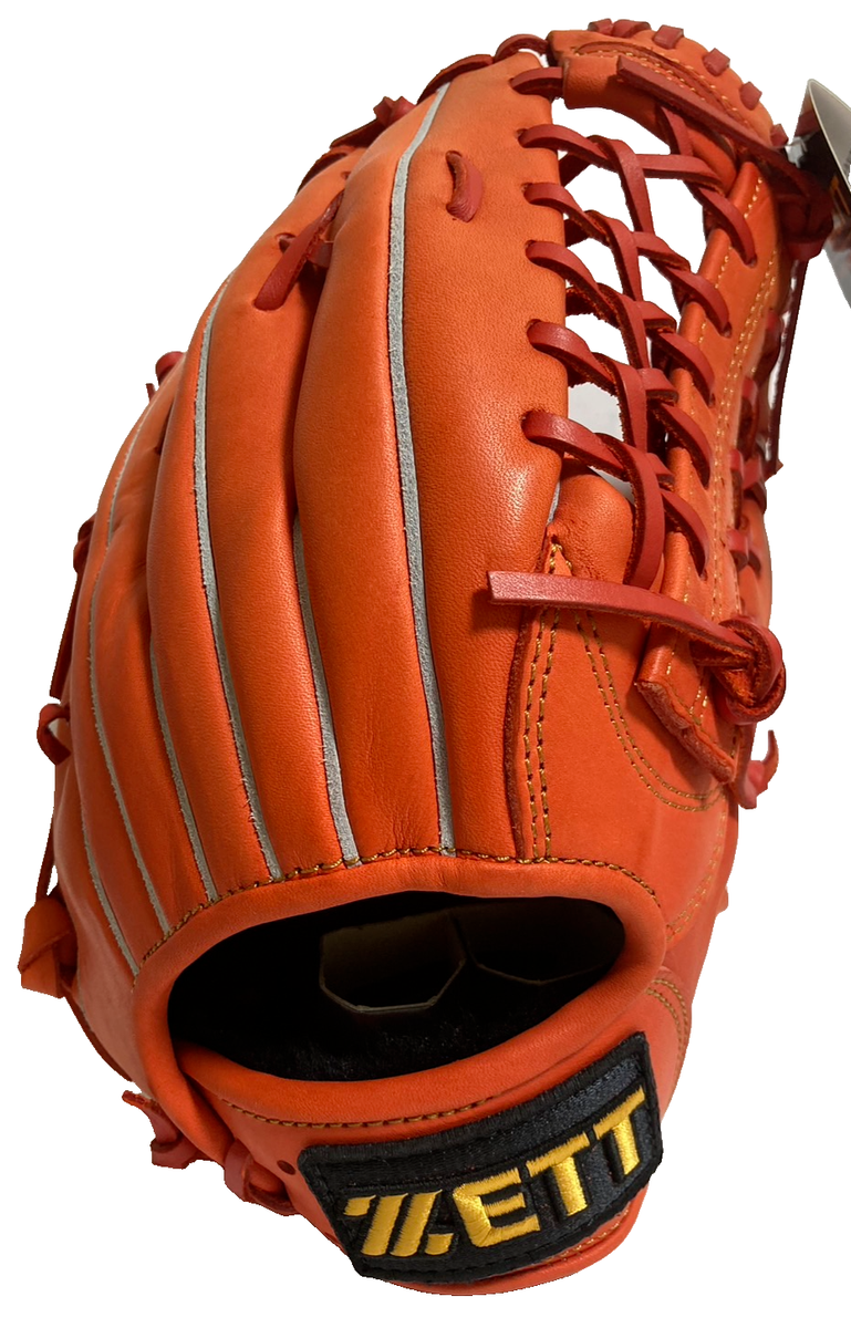 ZETT Baseball Vintage Glove Orangered Natural Leather with