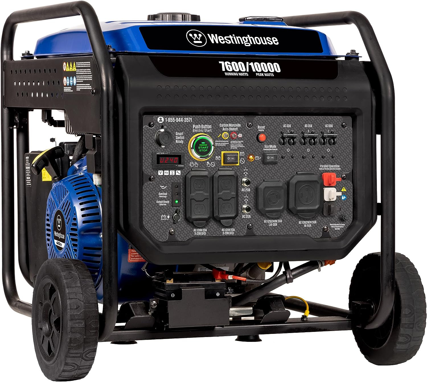 Westinghouse 10,000-W Portable Gas Inverter Generator, Remot